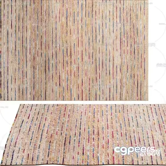 A Beige Rug With Multicolored Stripes 3D Model – 11485 – VRAY Render