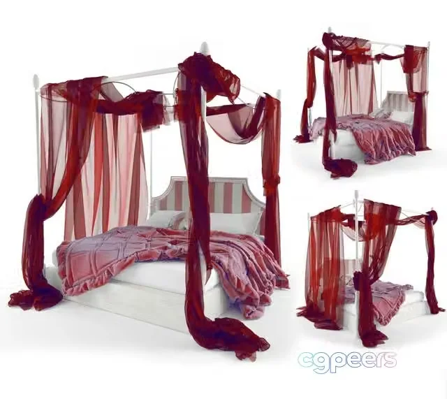 3ds Max Free – Bed with Baldachin Volpi