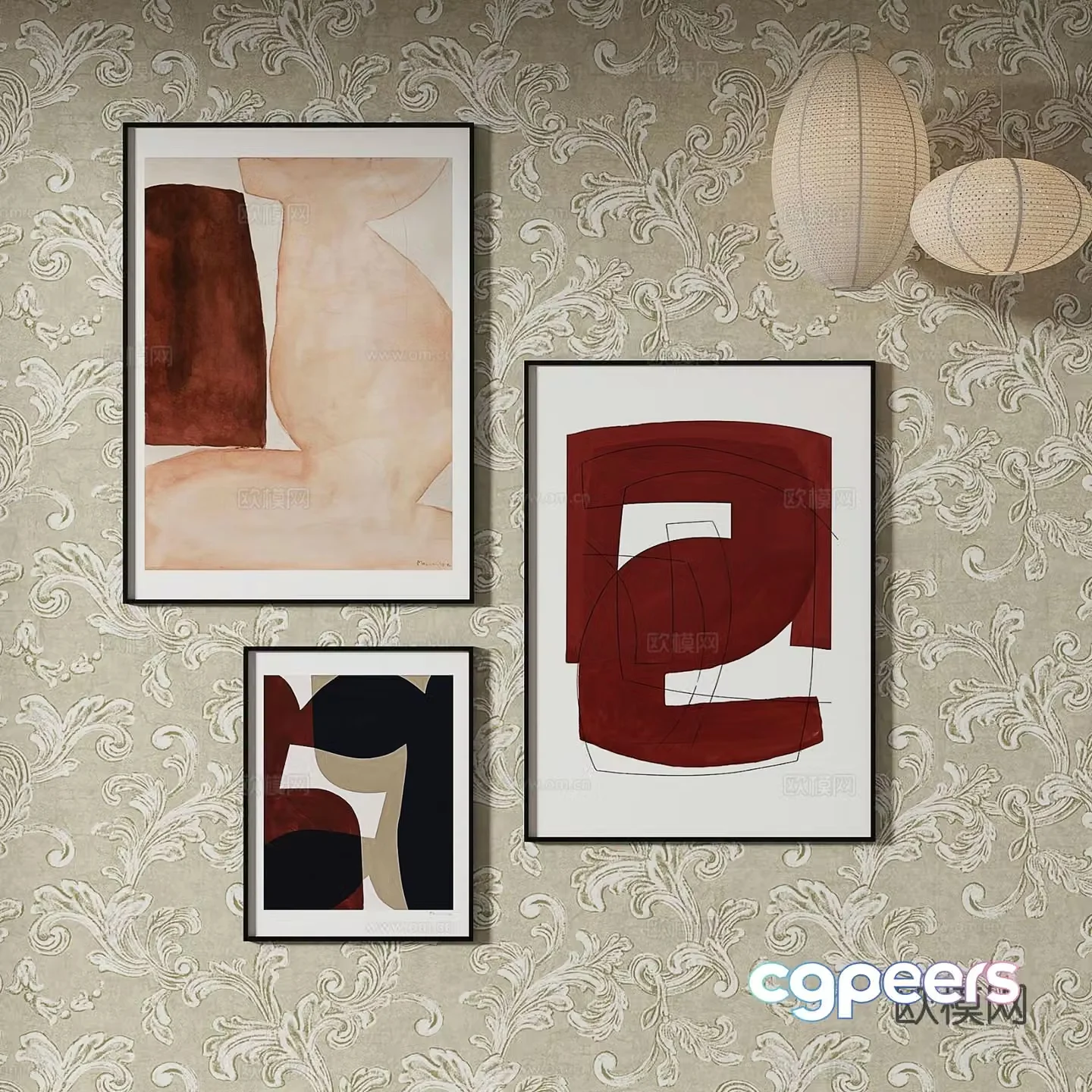 Simple European decorative painting art painting hanging painting 3D model