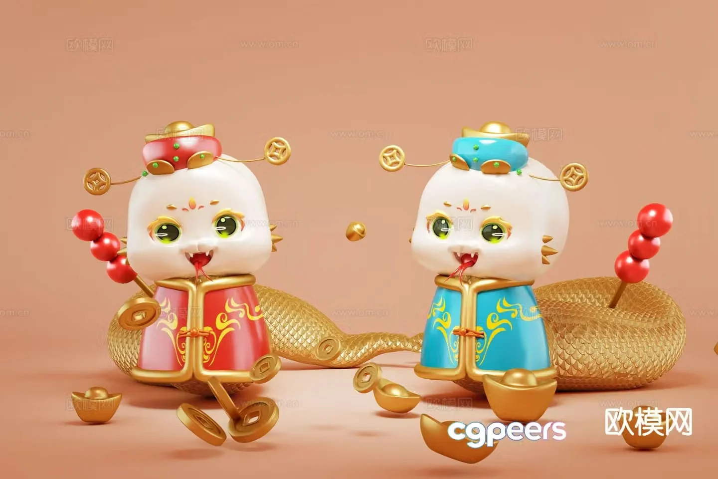 Year of the Snake Snake Baby Elements New Year’s Presentation Year of the Snake’s Presentation 3D Model