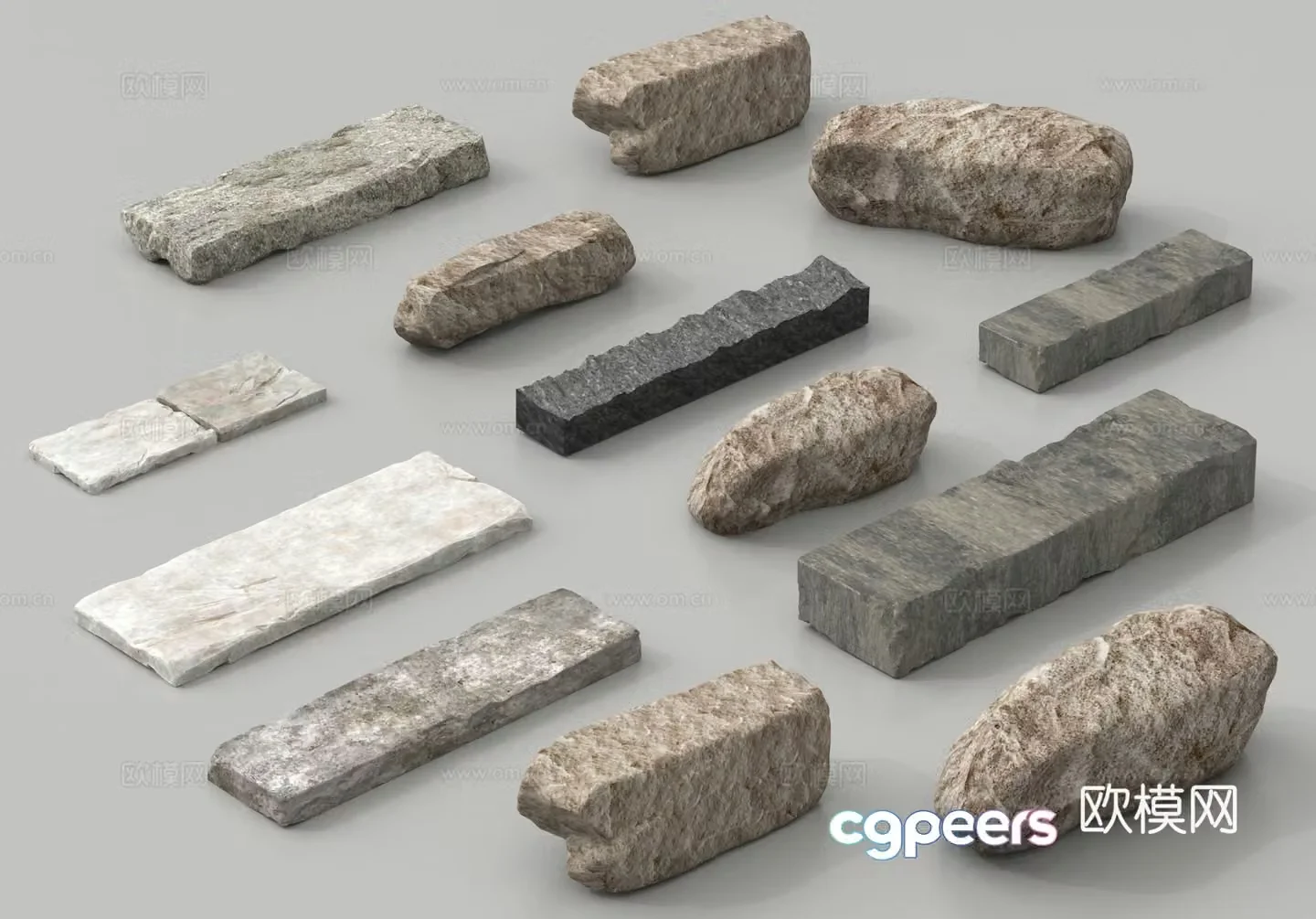Stone Stone Bluestone Stone Steps Long Stone 3D Model
