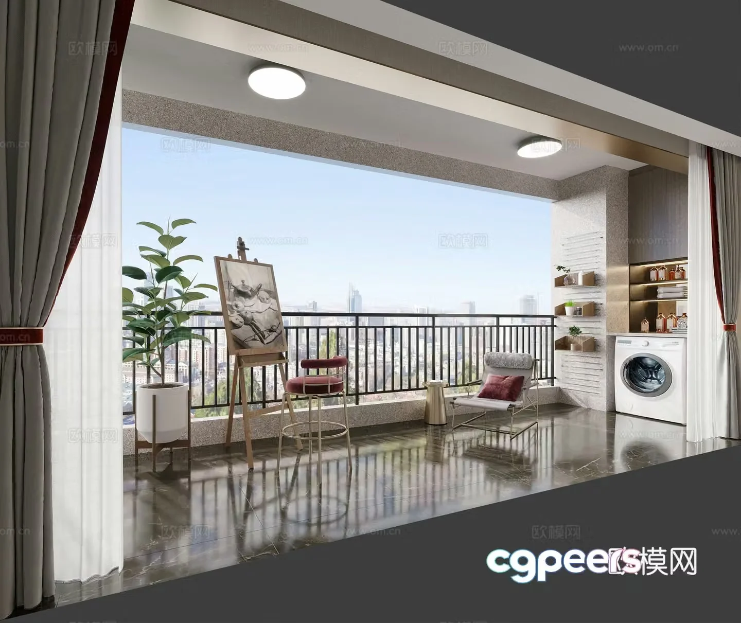 Living balcony leisure balcony 3d model