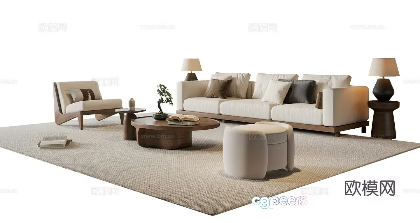 New Chinese style combination sofa Song style sofa 3D model