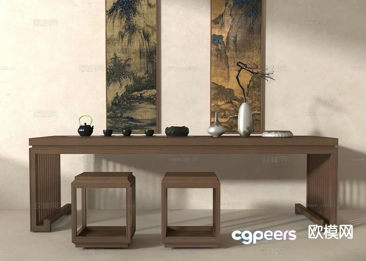 New Chinese tea table tea table tea table chair 3d model