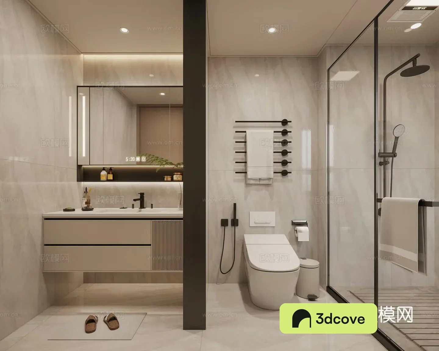 Modern bathroom sink toilet mirror shower