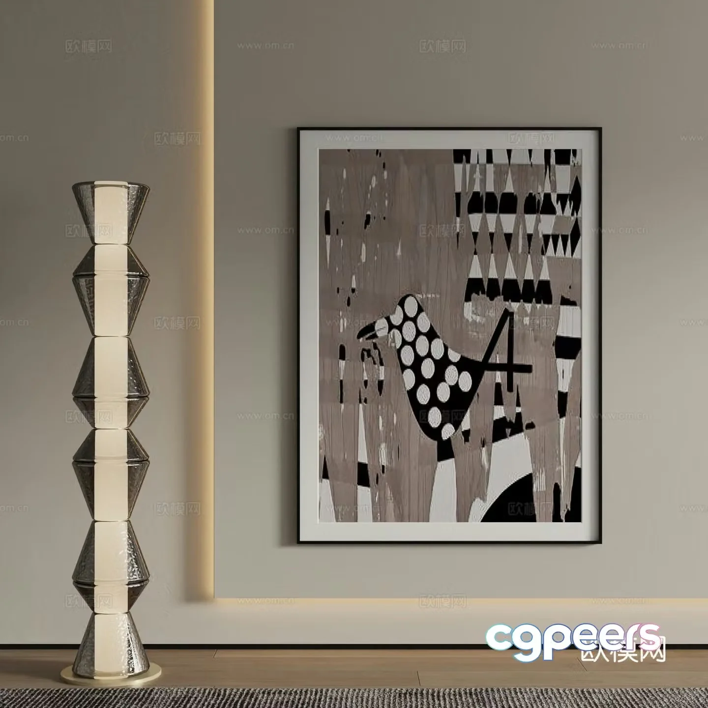 Modern abstract painting Decorative painting 3d model
