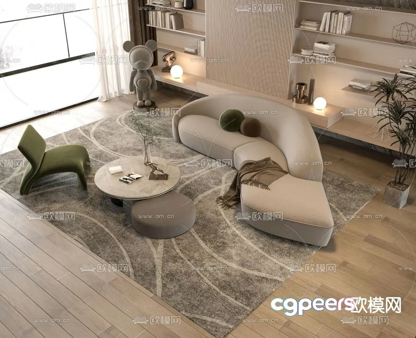Modern modular sofa curved sofa 3d model