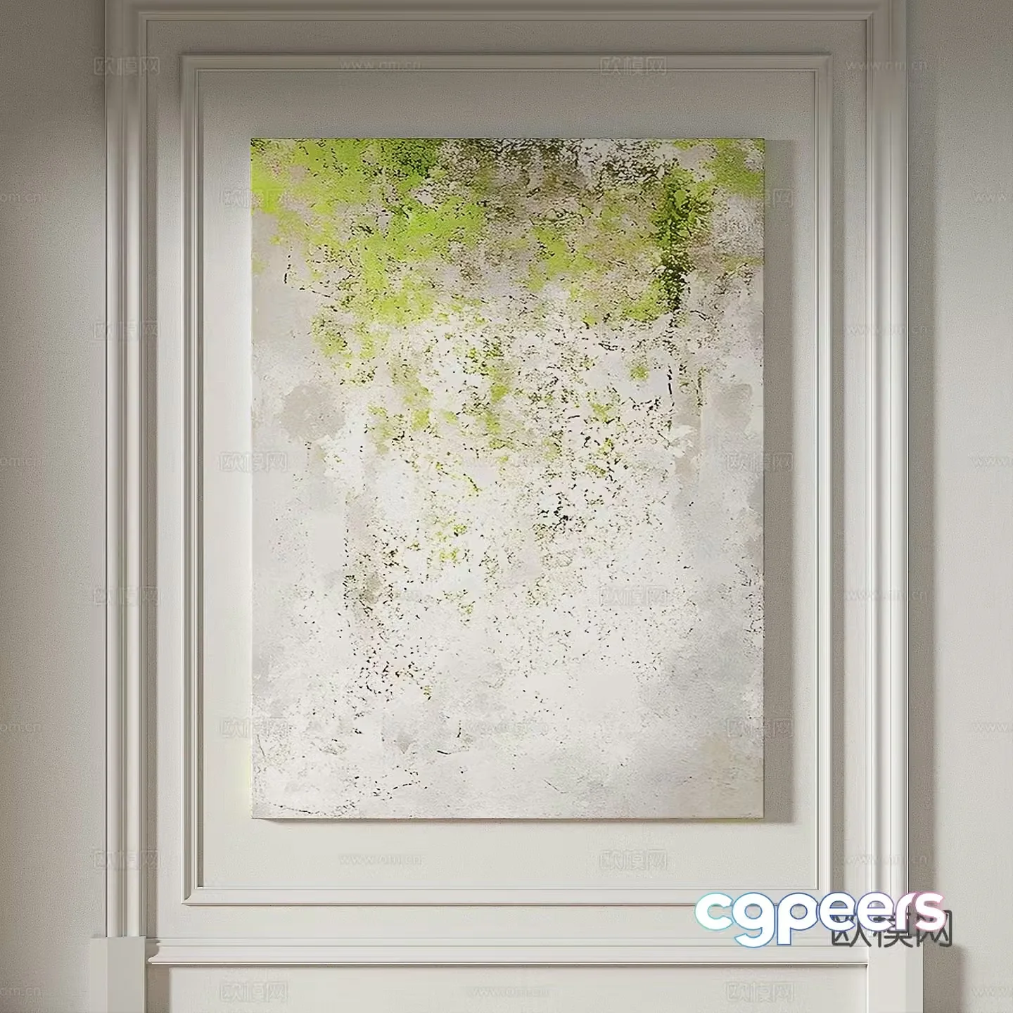 Modern simple texture abstract light luxury wasabi three-dimensional decorative painting 3d model