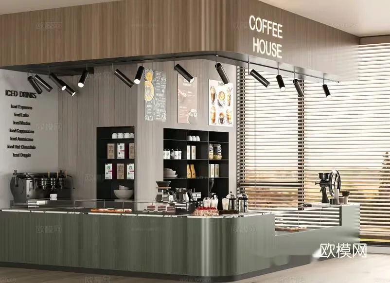 A Coffee Shop 3D Model – 18392 – VRAY Render