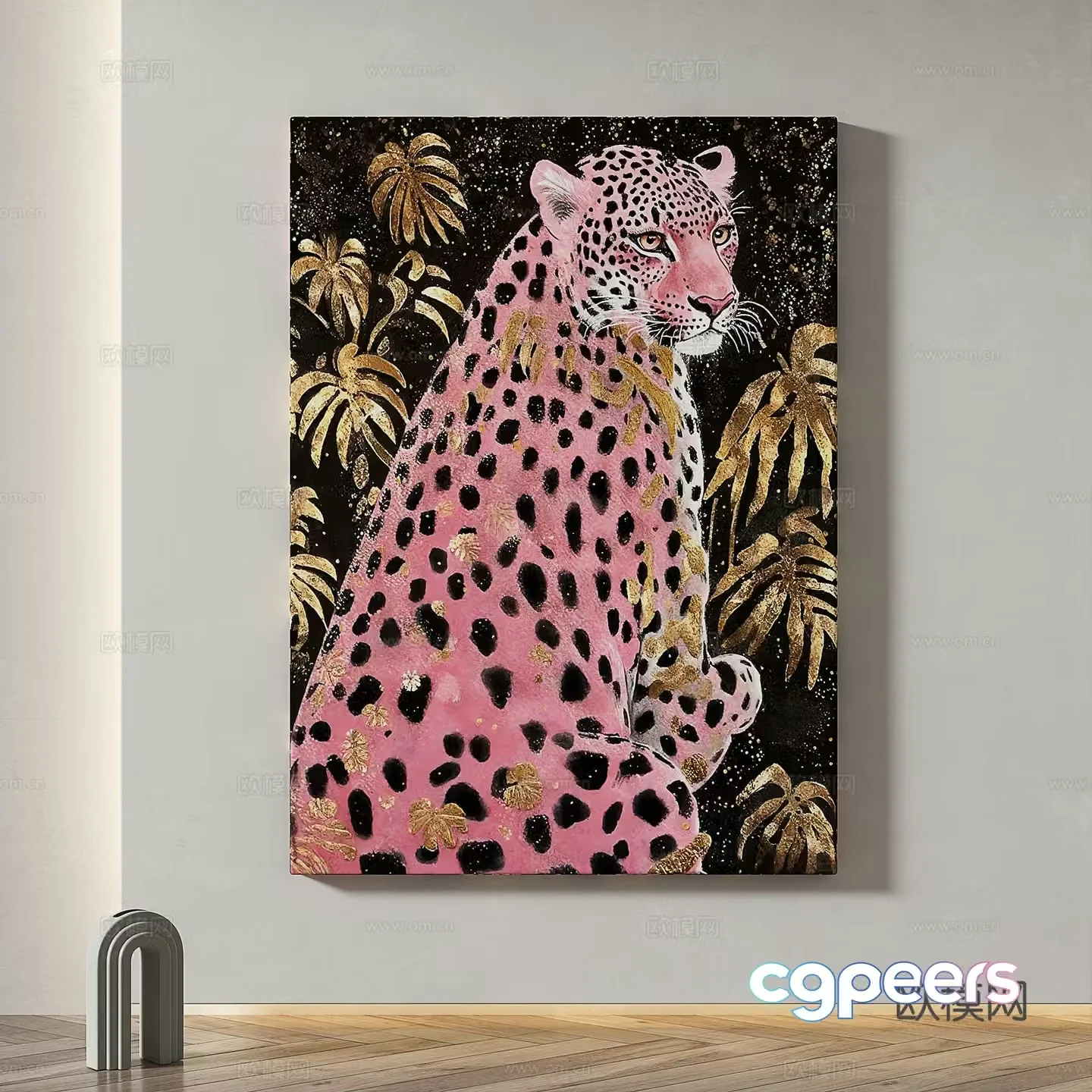 Modern simple abstract light luxury oil painting cream style decorative painting 3d model