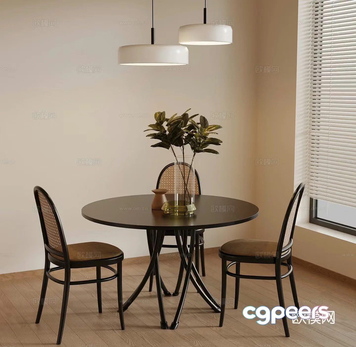 Dining table and chair French dining table and chair 3D model