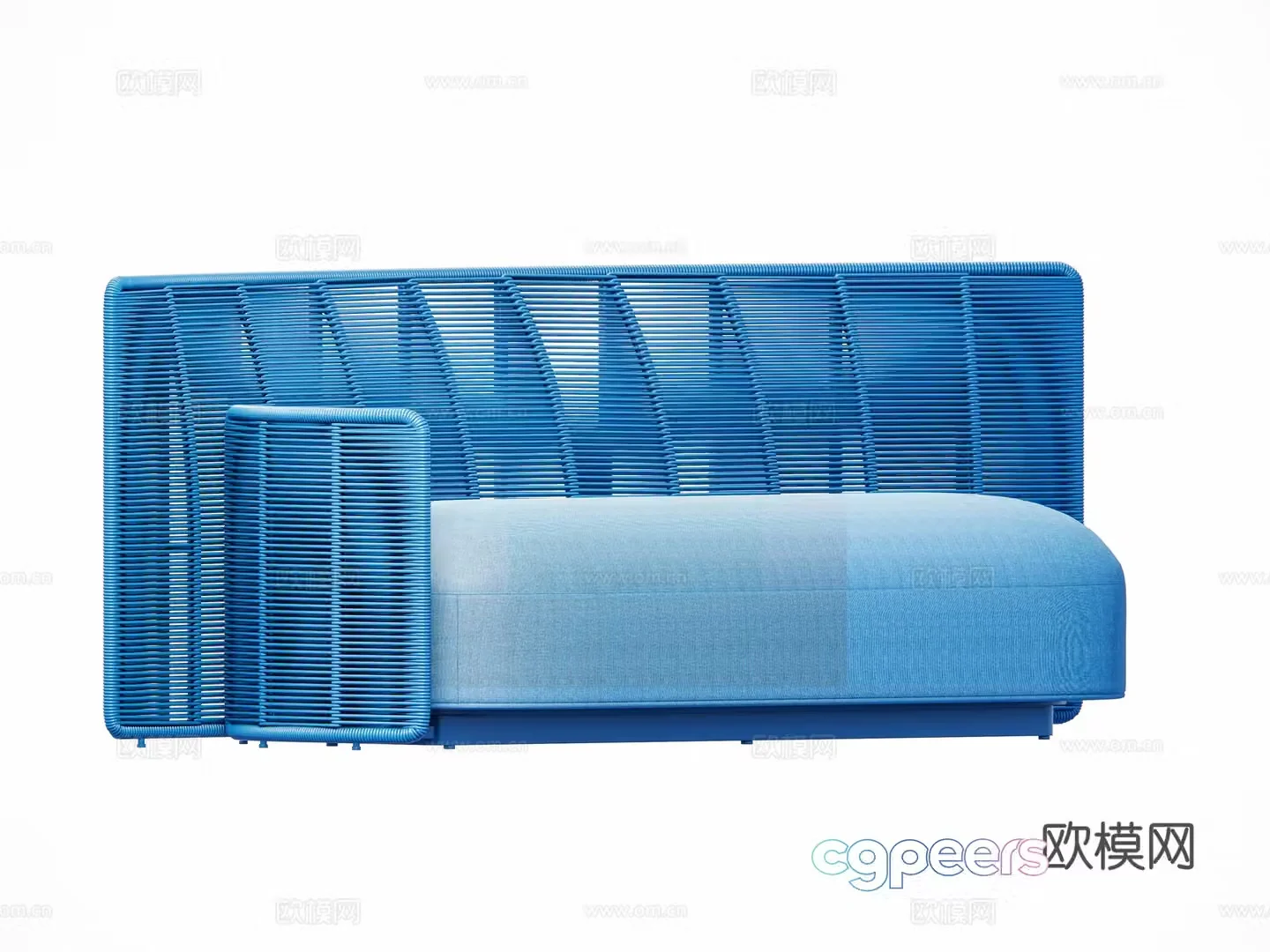 Modern American style outdoor patio terrace casual sofa three-person sofa metal fabric rope braided sofa set 3D model