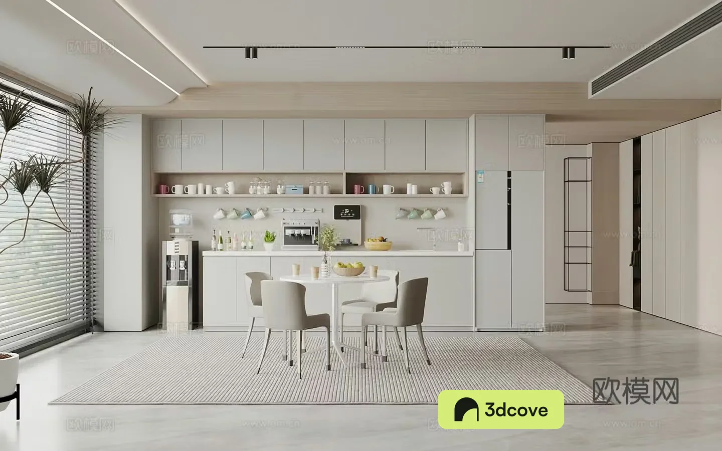 Modern tea room cup leisure table and chair negotiation table and chair refrigerator cabinet water dispenser pipeline machine