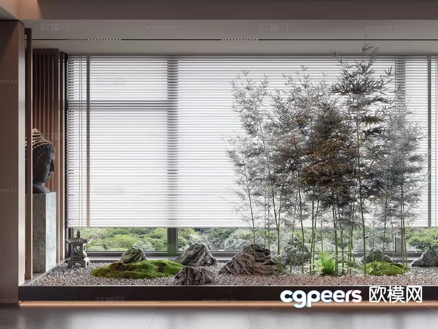 Bamboo green plants indoor landscape landscape sketch 3d model