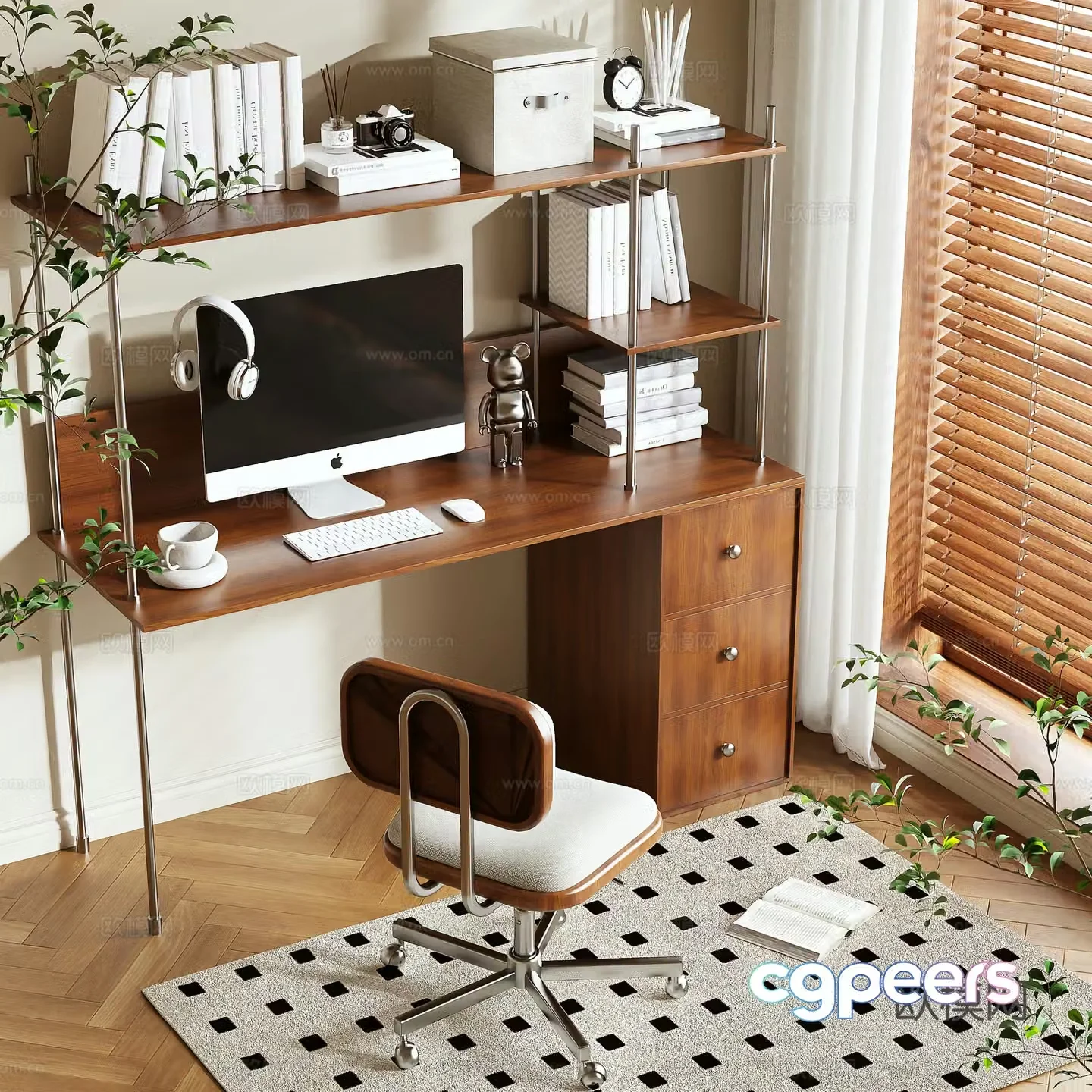 Log Wind Desk Computer Desk 3D Model