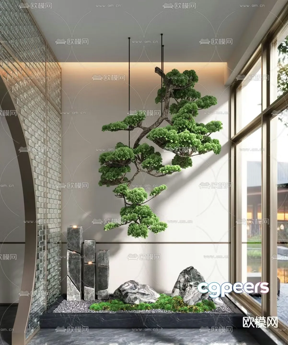 Upside down plant indoor landscaping 3d model