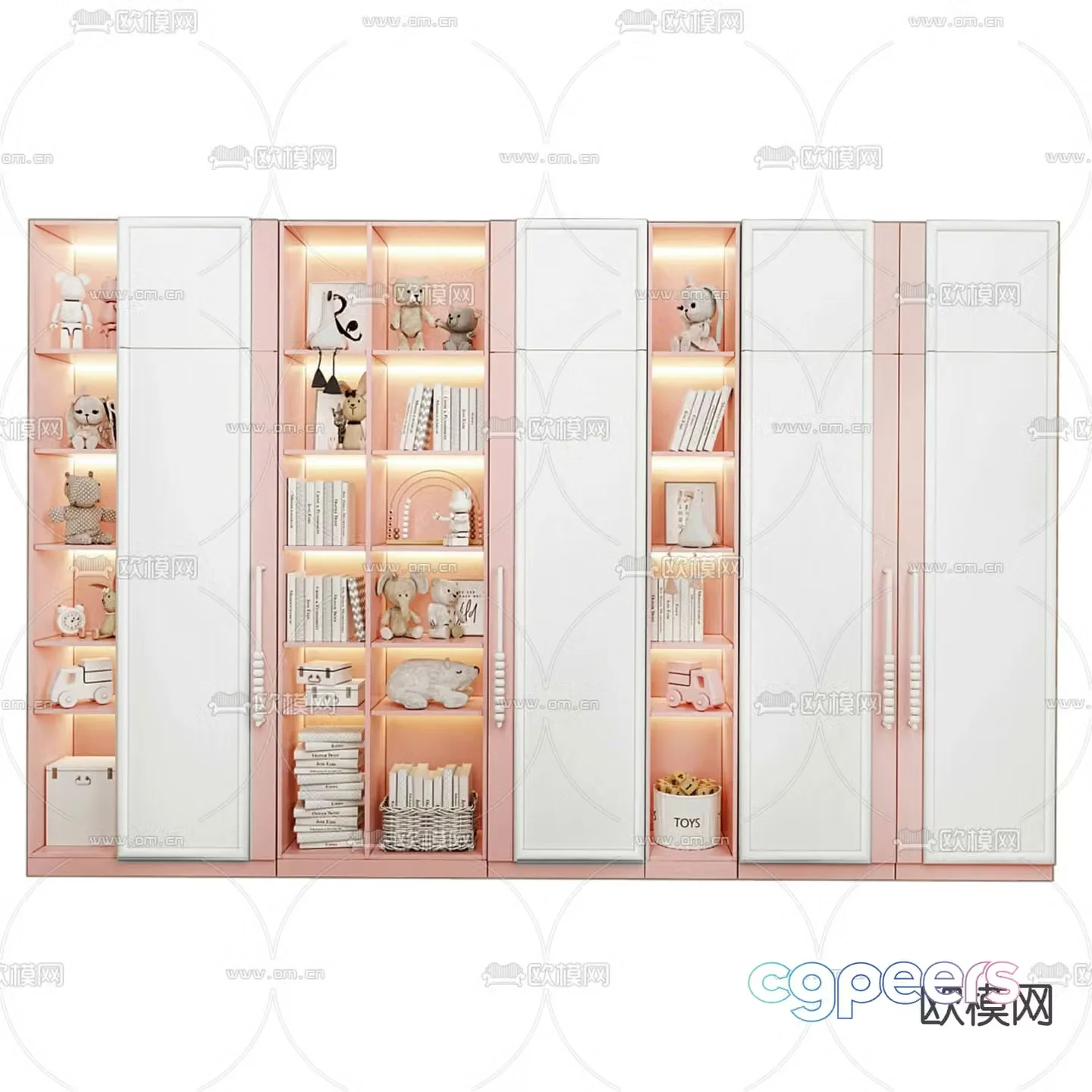Modern children’s cabinet storage cabinet bookcase 3d model