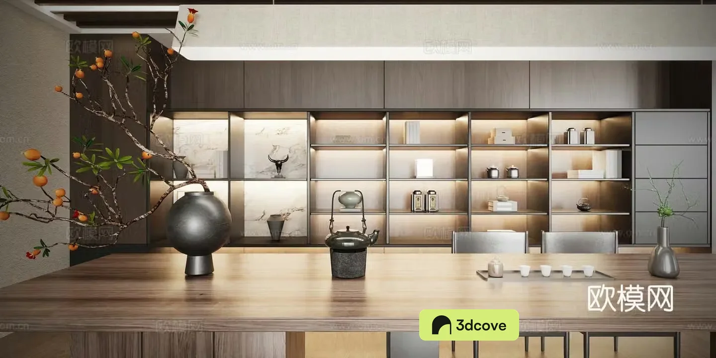Modern tea room tea cabinet tea table chair
