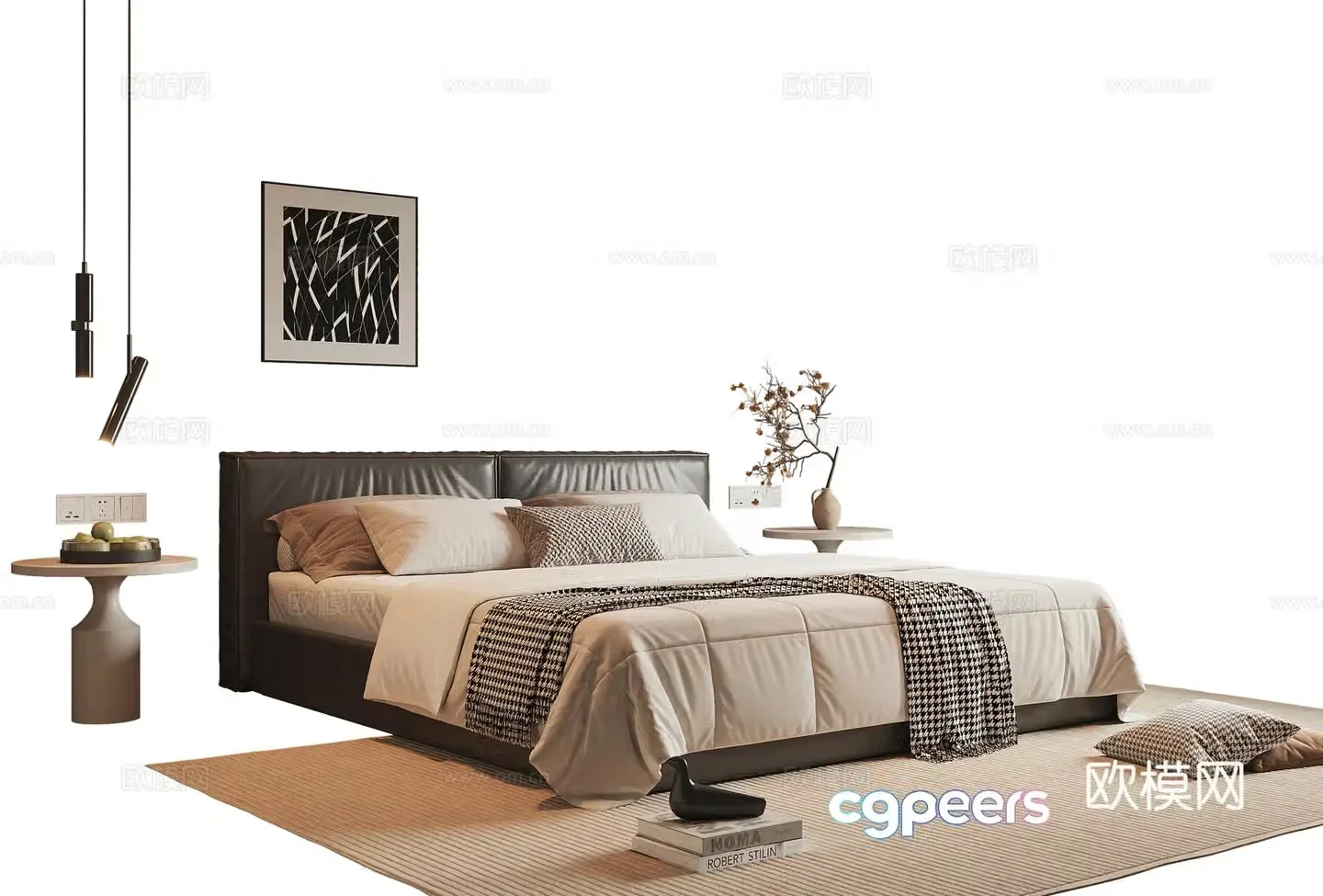 Italian double bed 3d model