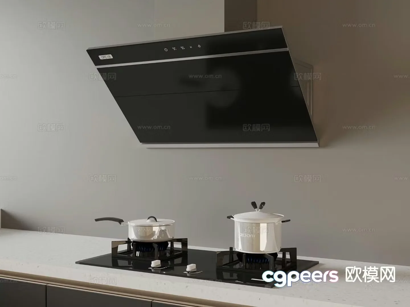Modern range hood stove stove 3d model