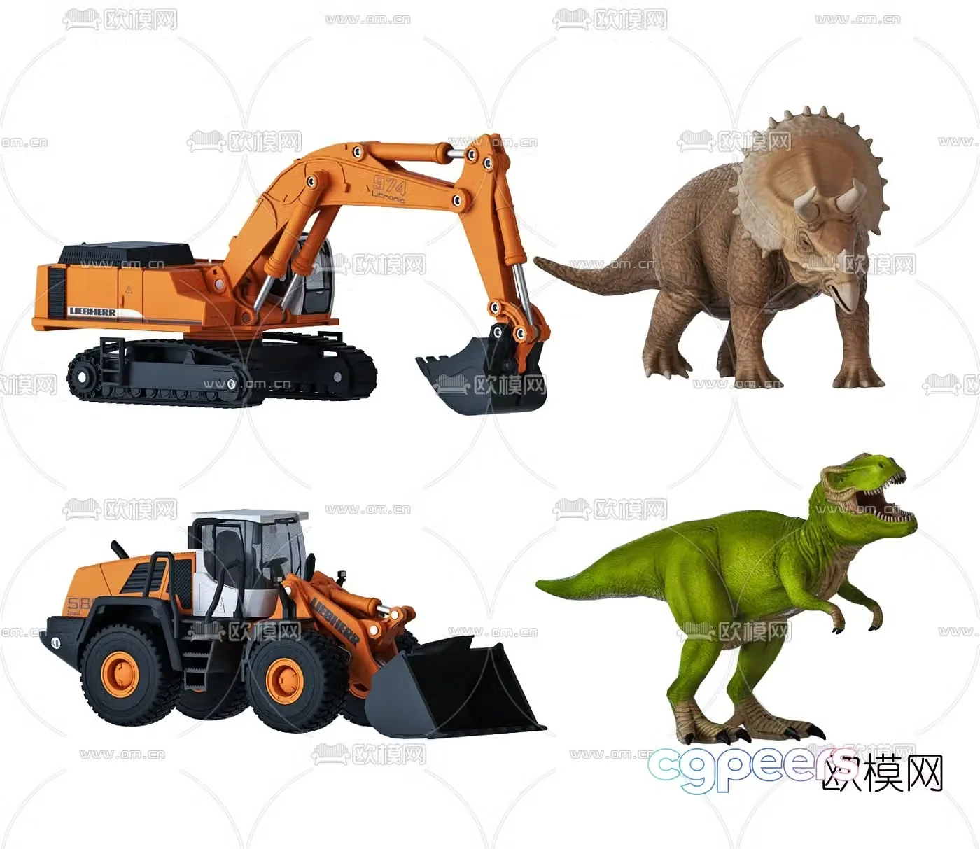 Modern excavator dinosaur toy 3d model