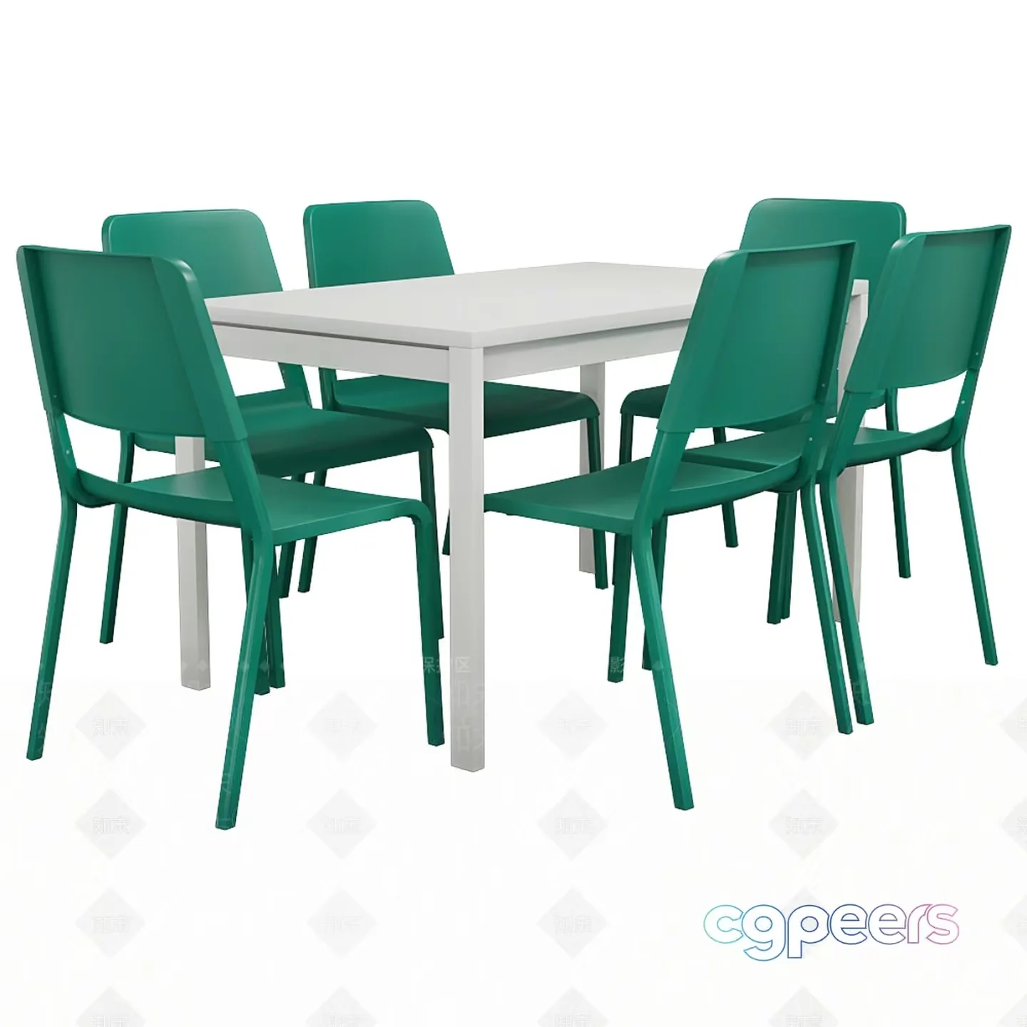 White Dining Table 3D Model – 16658 – CORONA Render