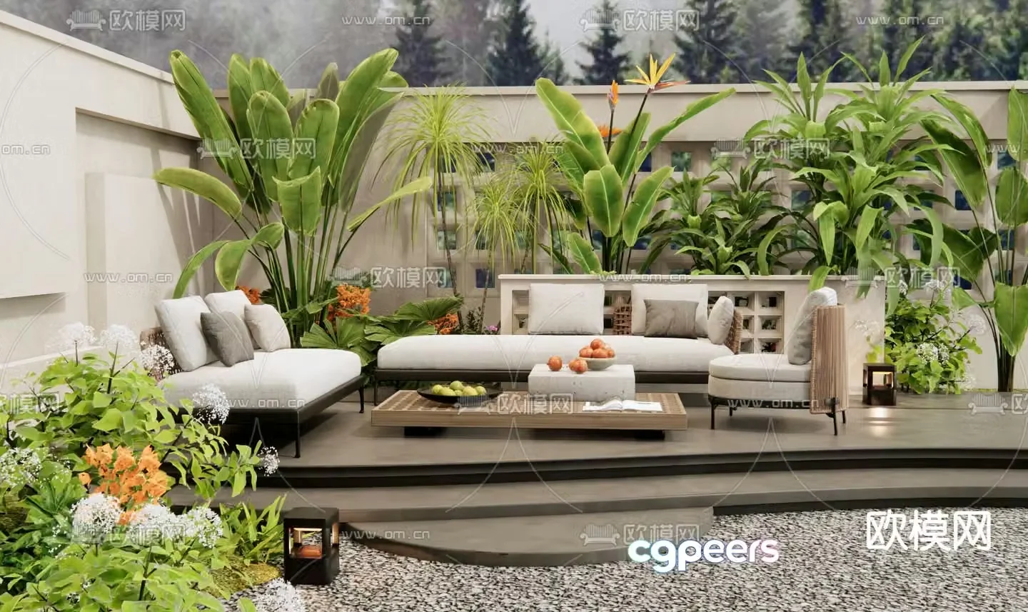 Outdoor sofa modular sofa 3d model