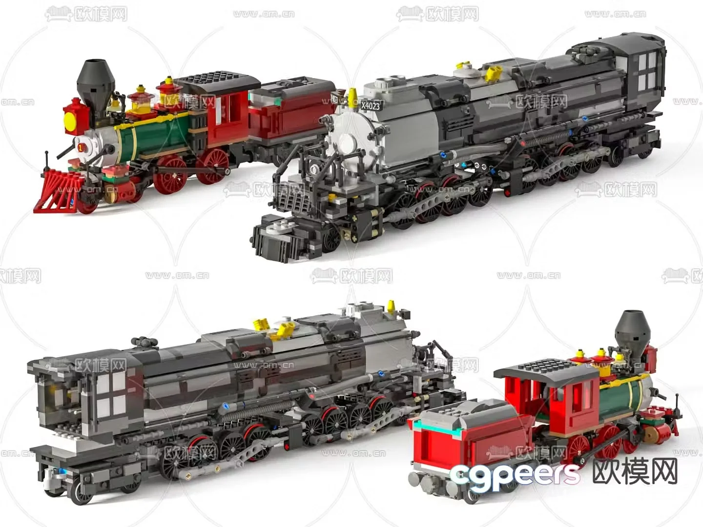 Modern train building block toy 3d model