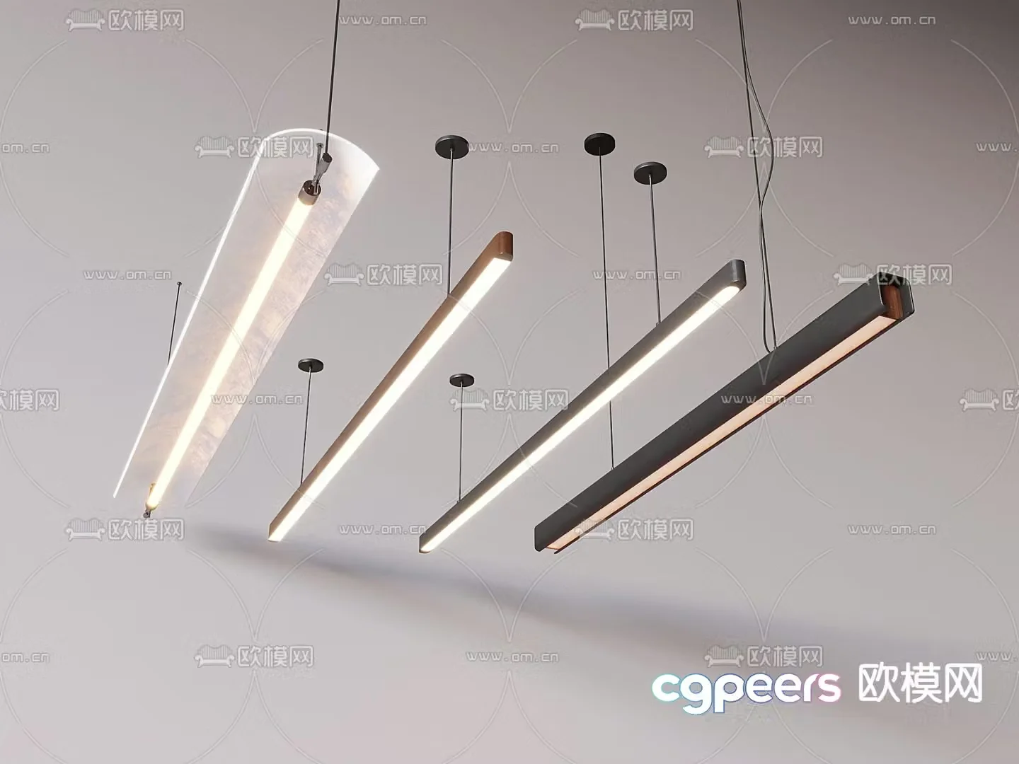 Strip lamp strip chandelier 3d model