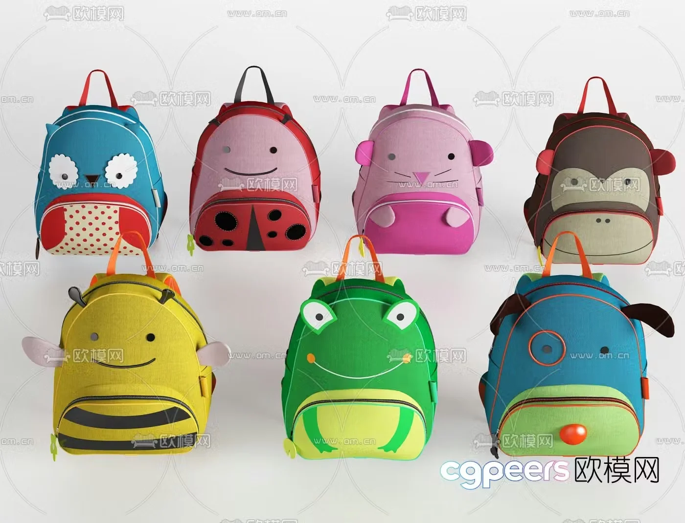 Nordic cartoon children’s schoolbag 3d model