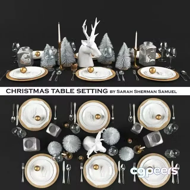 3ds Max Free – Candlelit christmas table