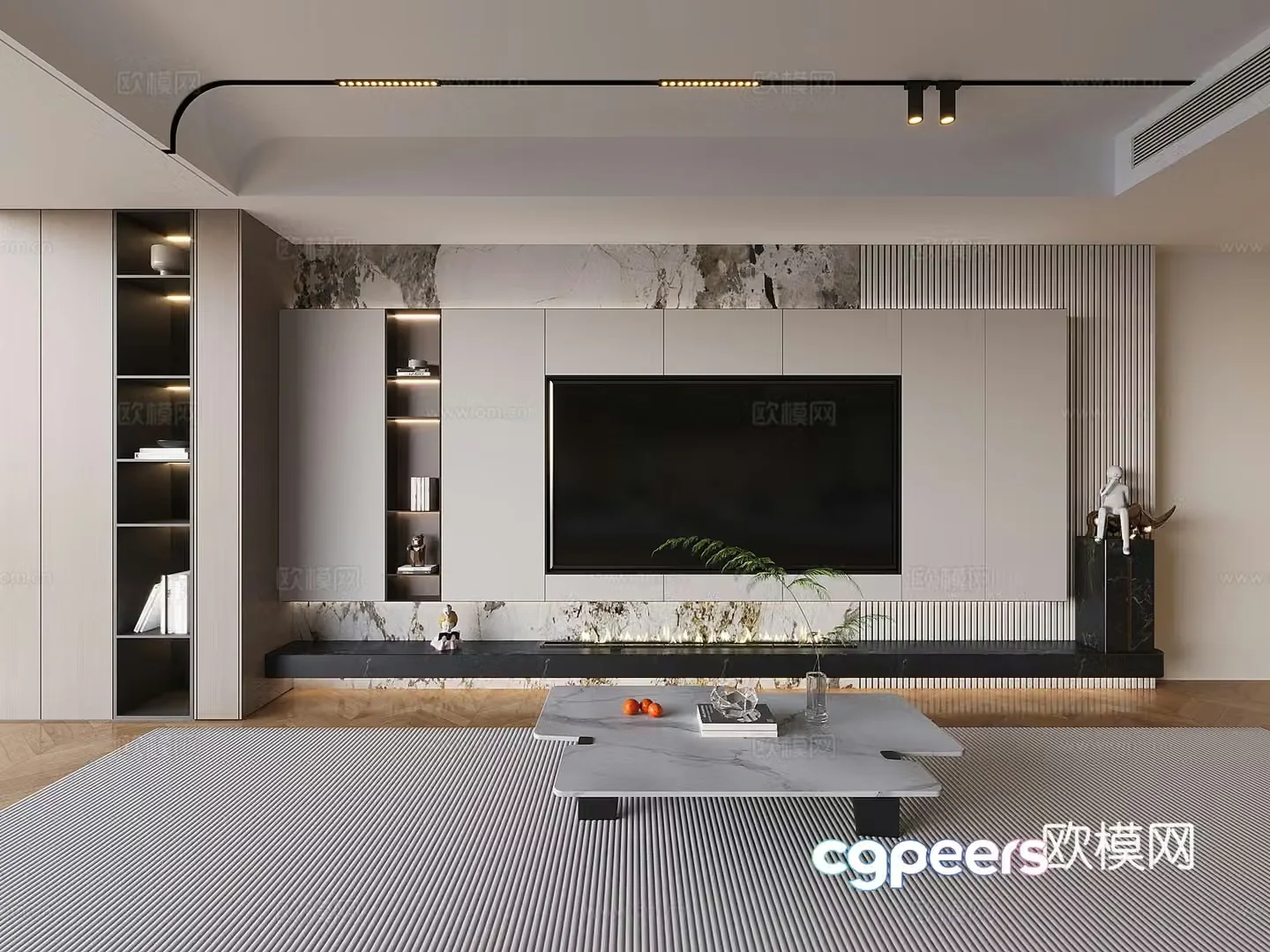 Modern background wall TV background 3d model