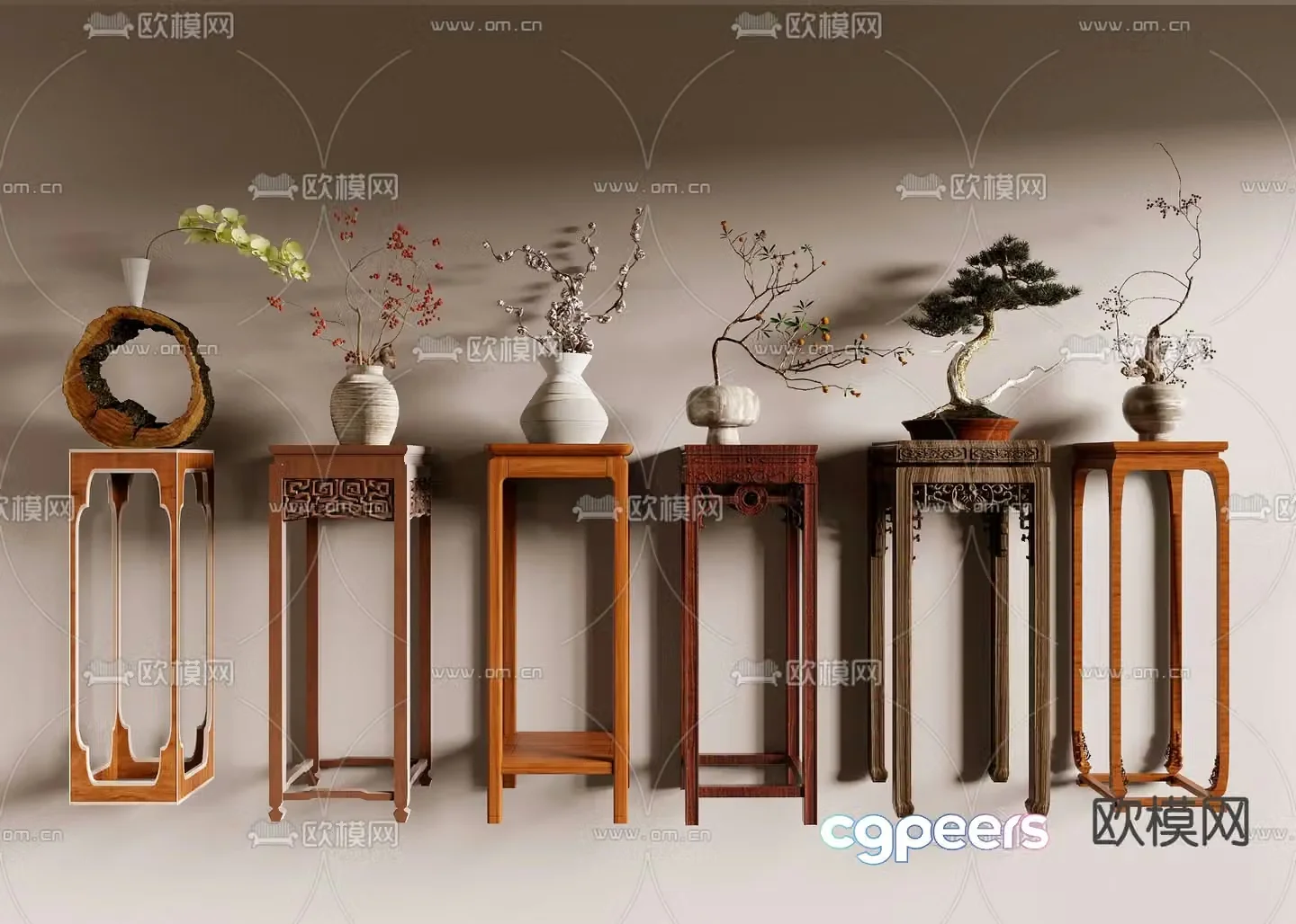 Chinese flower stand flower table side table corner table 3D model