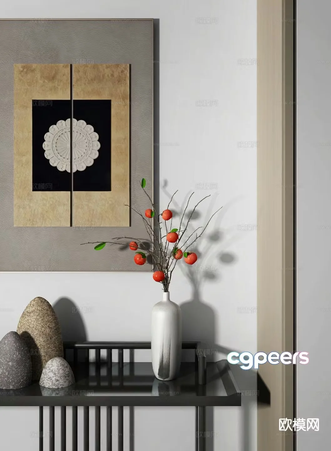 New Chinese style vase floral 3d model