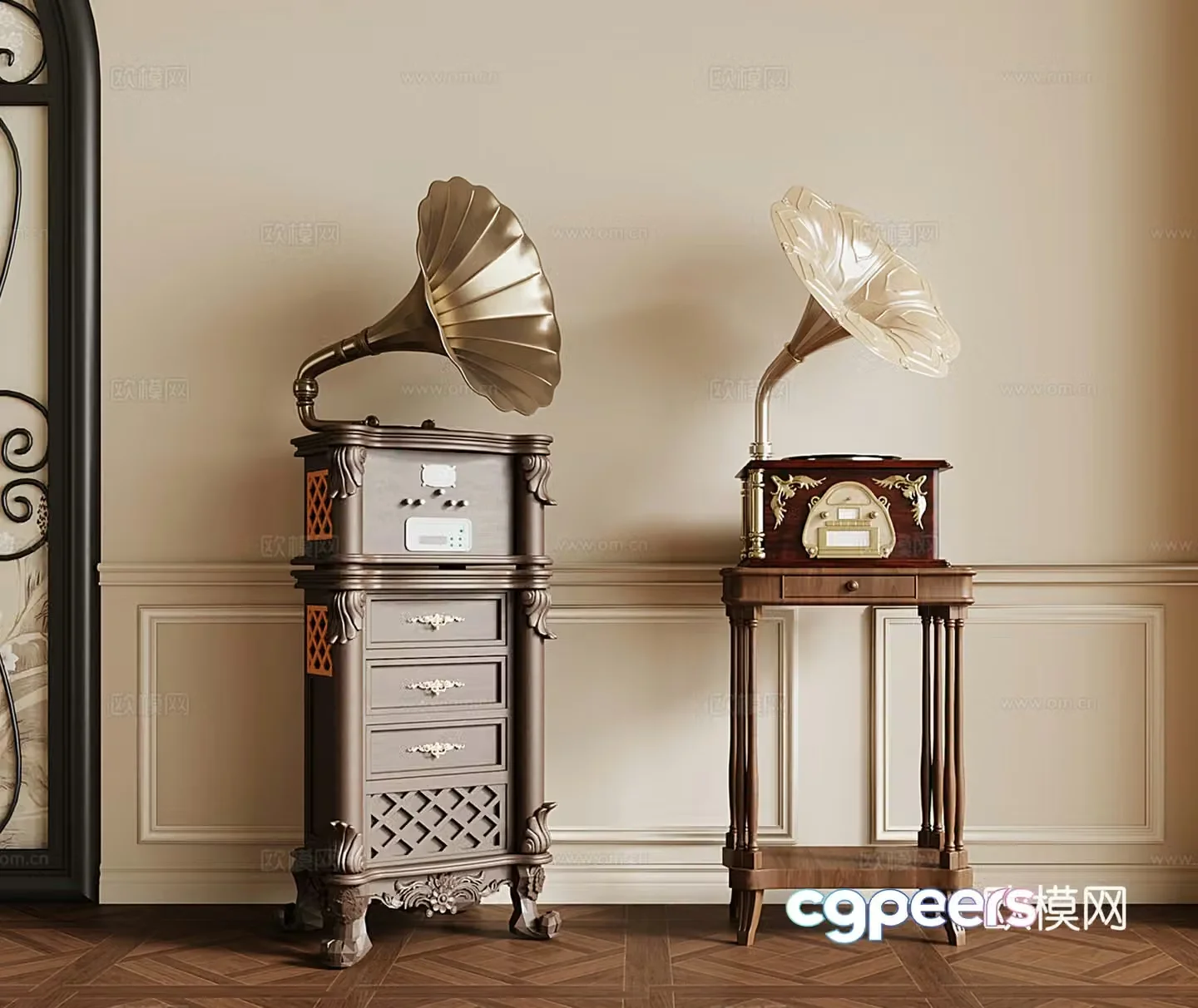 French retro decorative cabinet side cabinet phonograph other electrical appliances 3D model