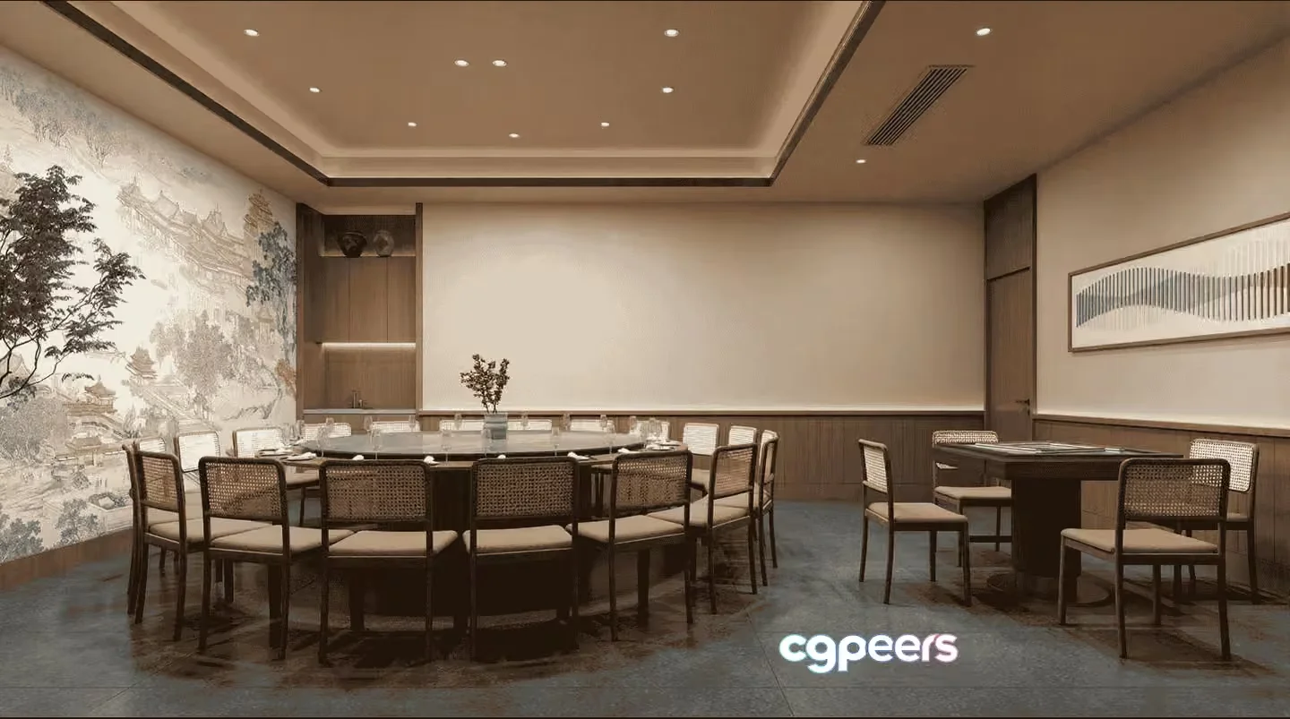 A Large Dining Room 3D Model – 10947 – VRAY Render