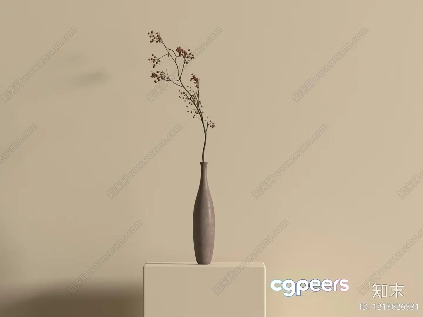 Simple Vase On Pedestal 3D Model – 6921 – VRAY Render