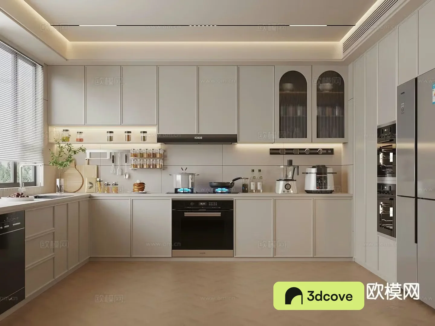 Cream style kitchen cabinet