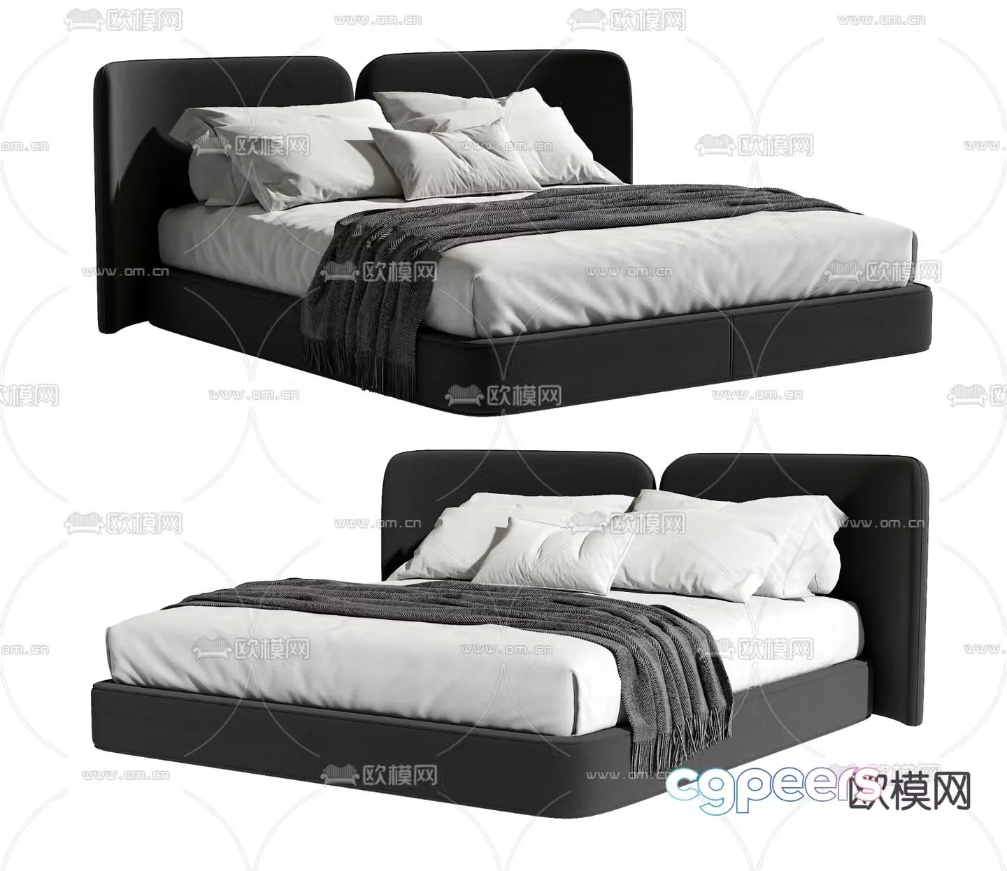 Modern double bed 3d model