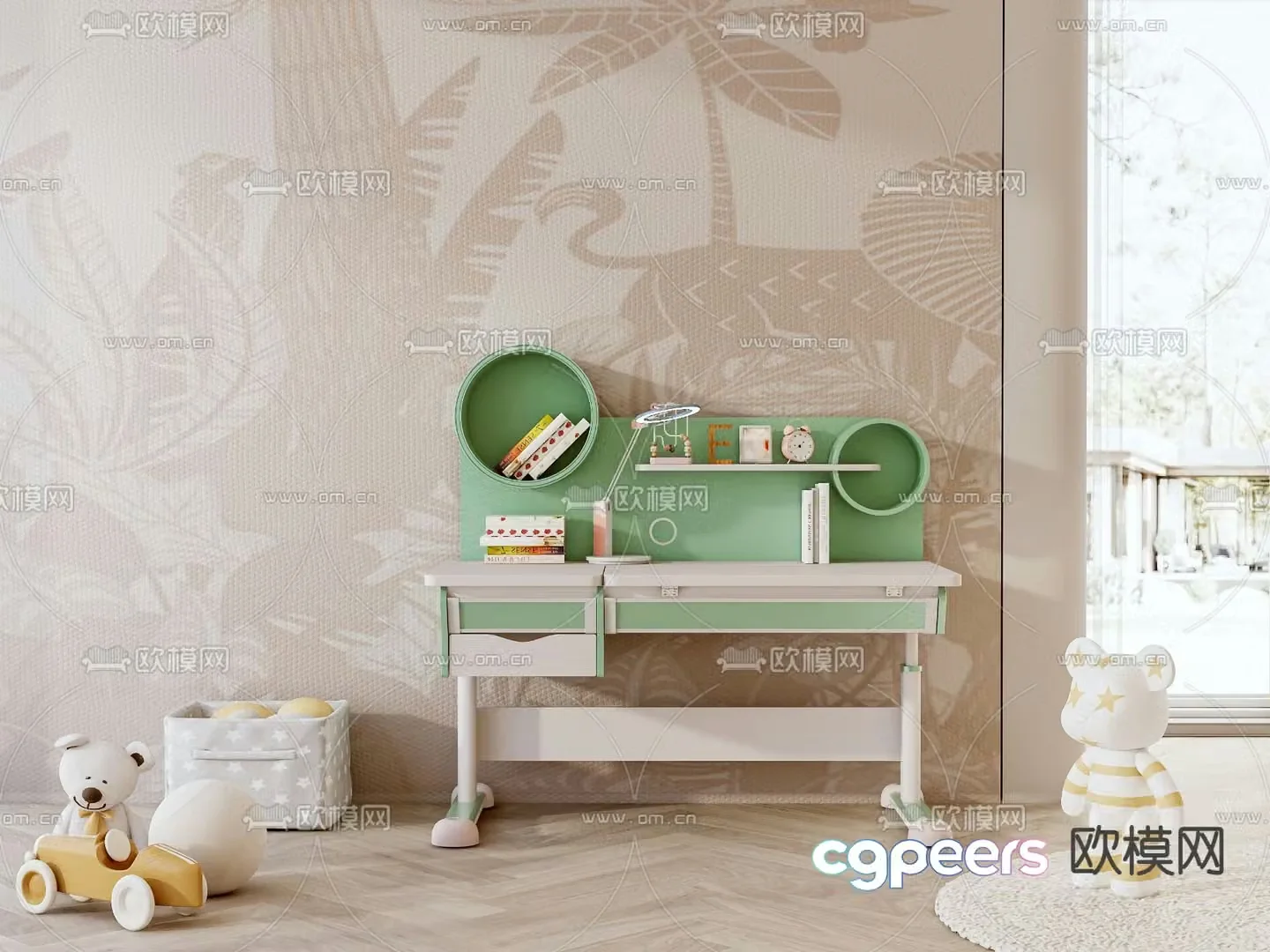 Modern children’s table and chair 3d model