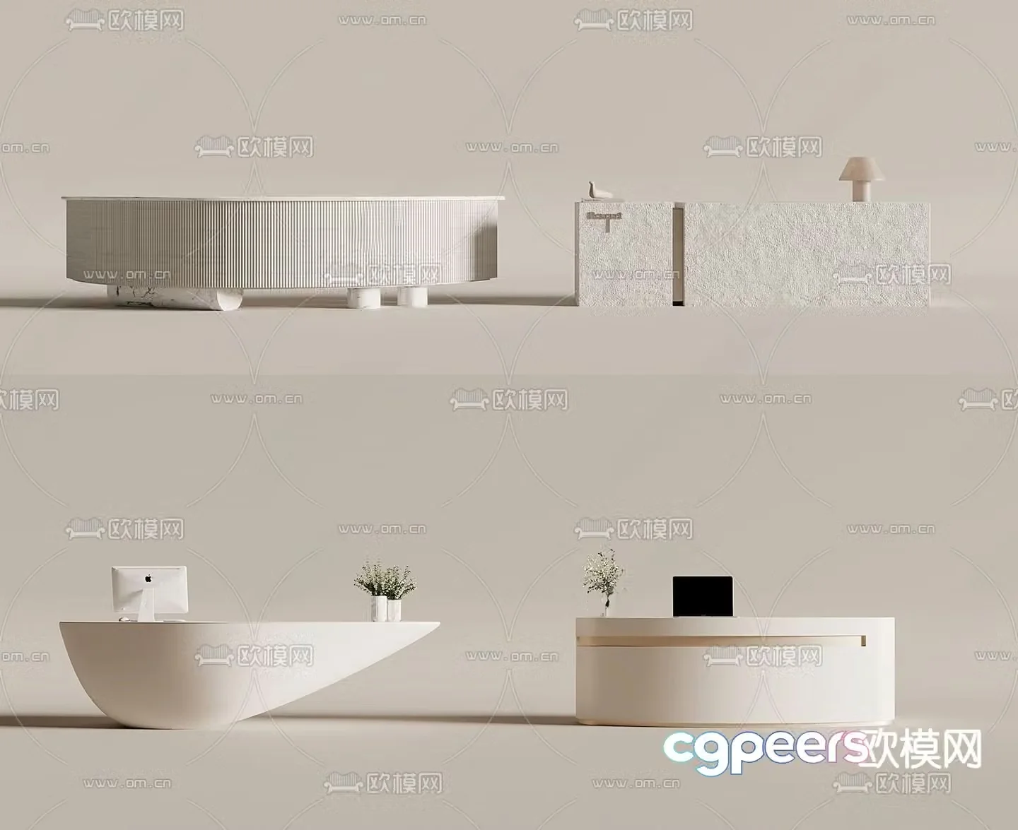 Modern front desk reception desk bar 3d model