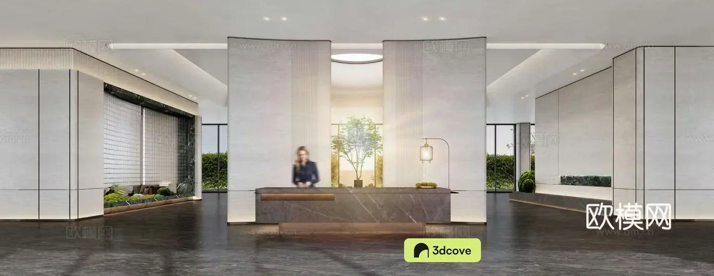 modern sales office front desk negotiation area