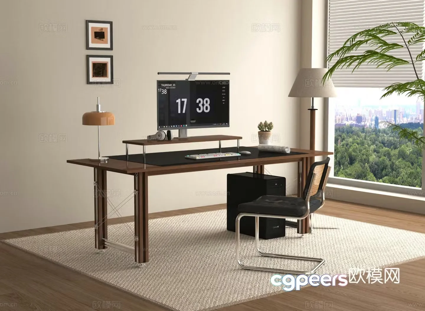Computer desk study desk chair office desk chair reading desk 3D model