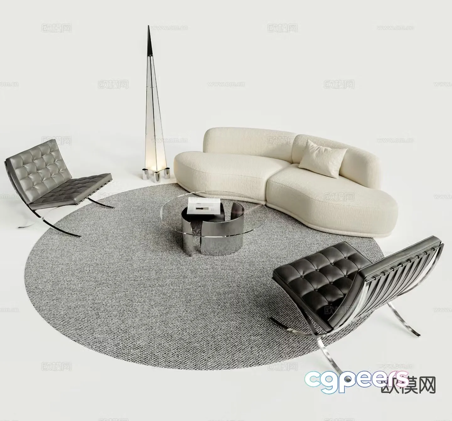 Modern sofa combination sofa coffee table combination curved sofa 3d model