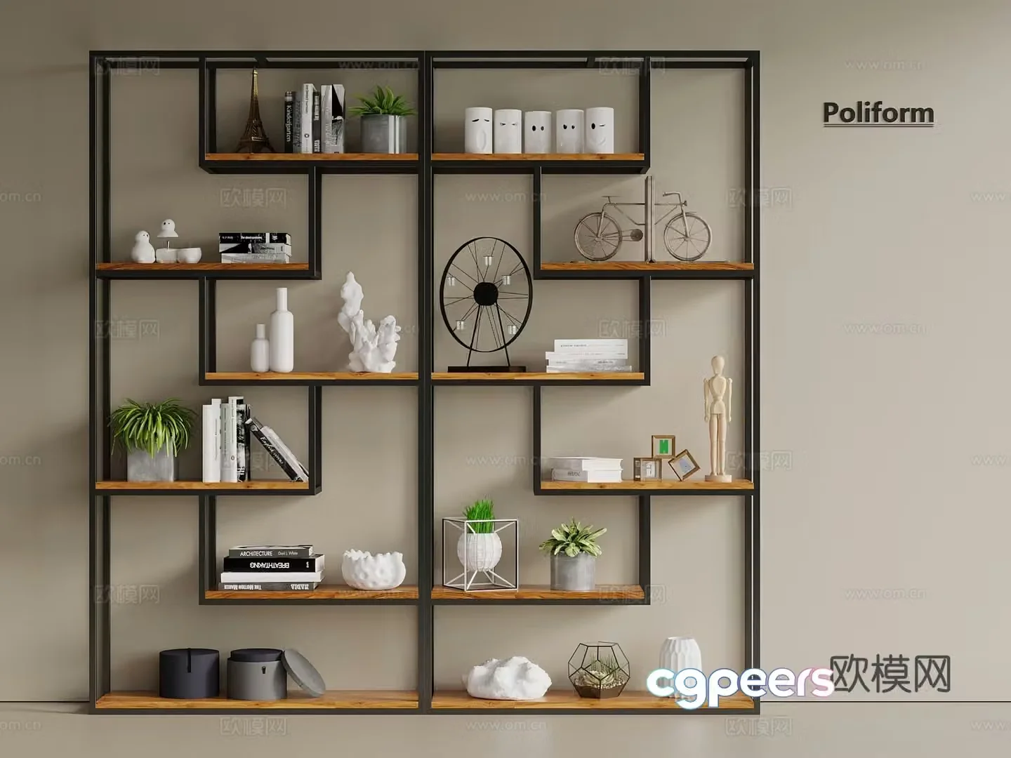Nordic wrought iron shelf wine shelf bookshelf decoration plant shelf jewelry 3d model