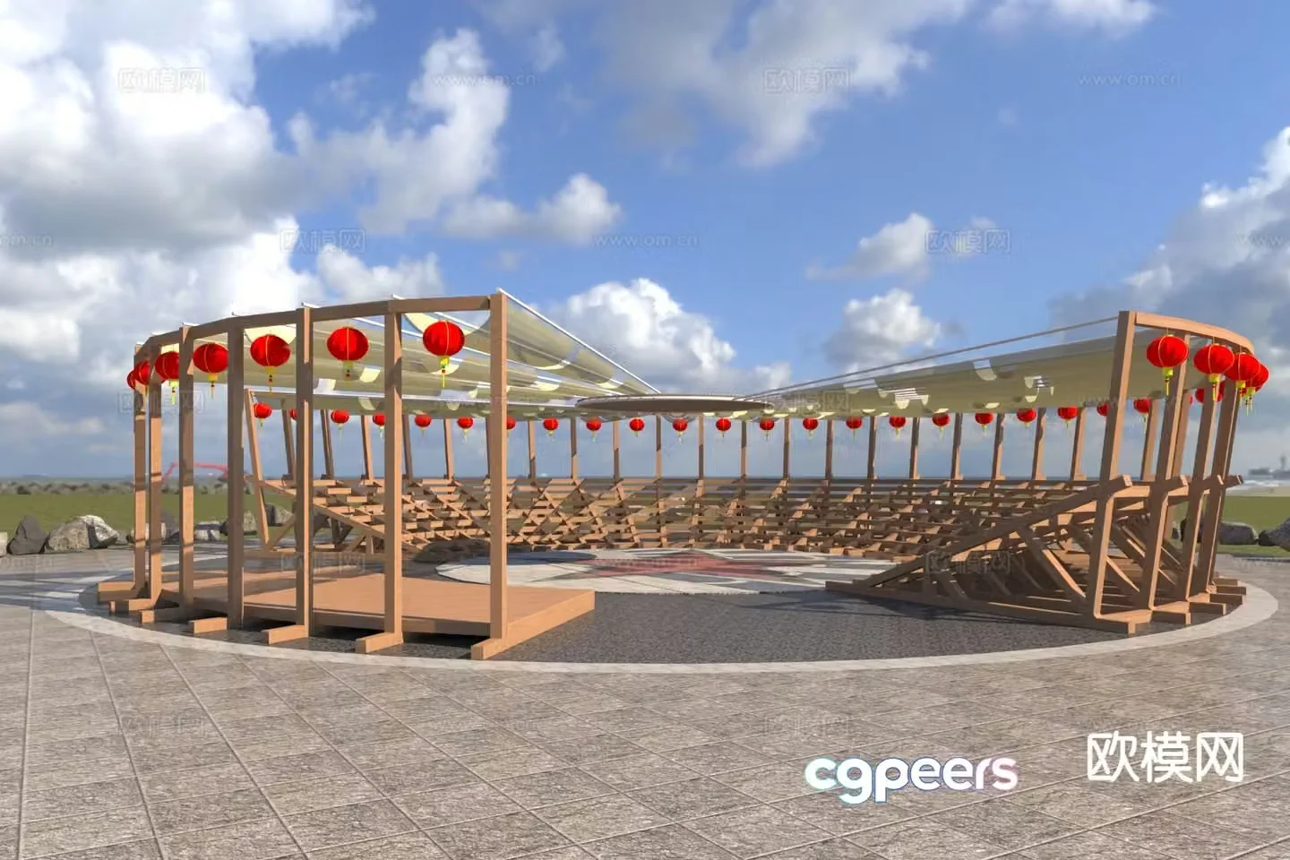 Special-shaped gallery landscape gallery 3D model