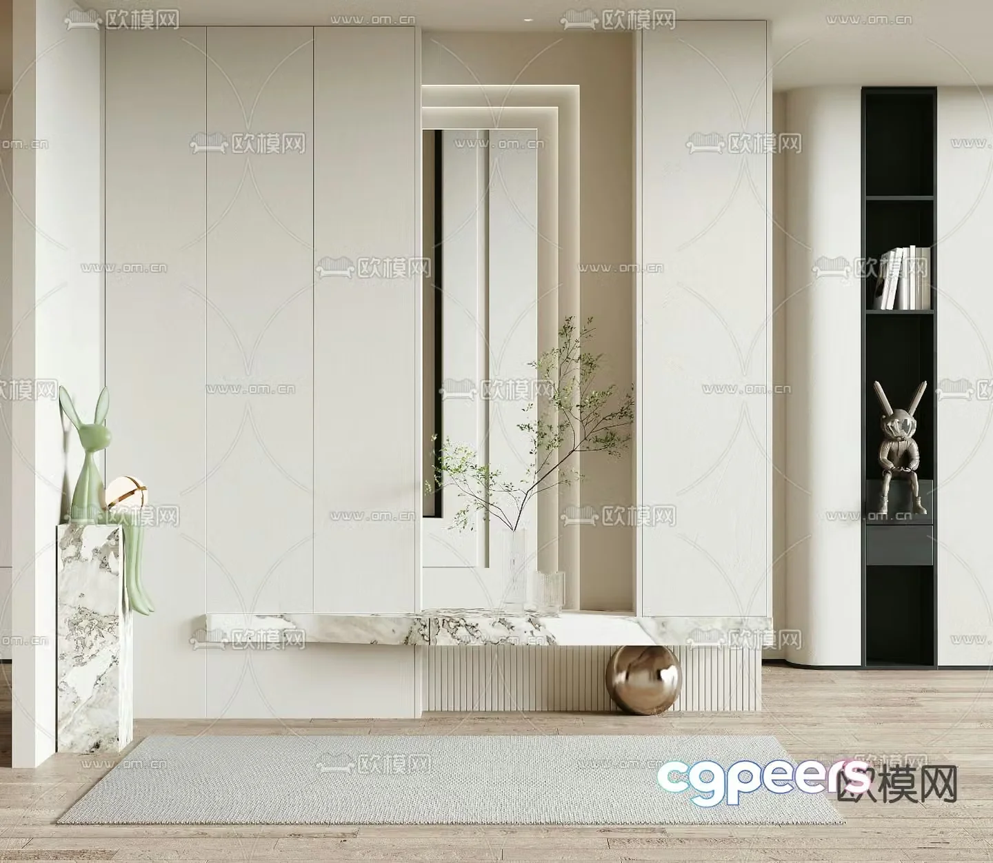 Entrance shoe cabinet partition 3d model