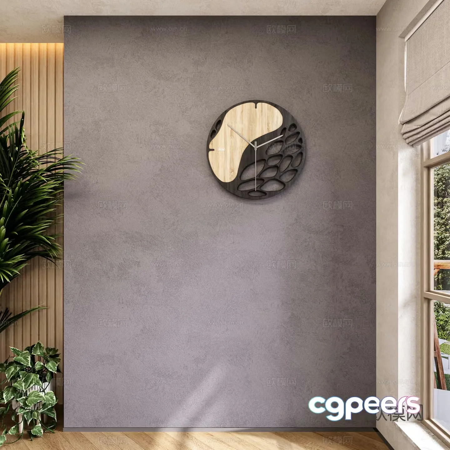 Microcement Art paint Clock Clock Wall clock 3d model