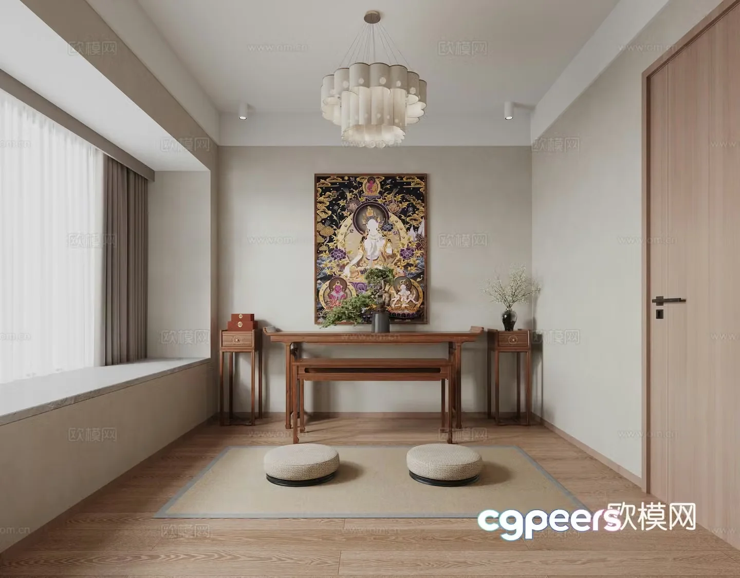 New Chinese Buddhist Hall 3D Model