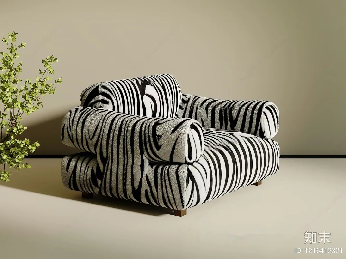 Modern Zebra Chair 3D Model – 13782 – VRAY Render